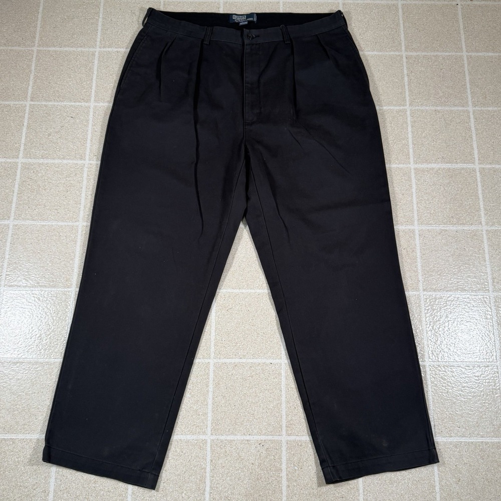 Polo Ralph Lauren Vintage Andrew Double Pleated Chino Pants Mens 38x30 Black